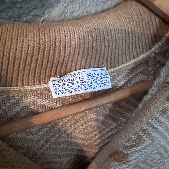 Vintage Geometric Cape Cream Tan Boho Cottagecore Retro Lagenlook - Picture 9 of 9